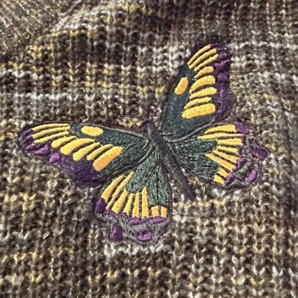 Hot Topic Thorn & Fable Cardigan Embroidered Butterfly Frog Fairycore Whimsigoth
